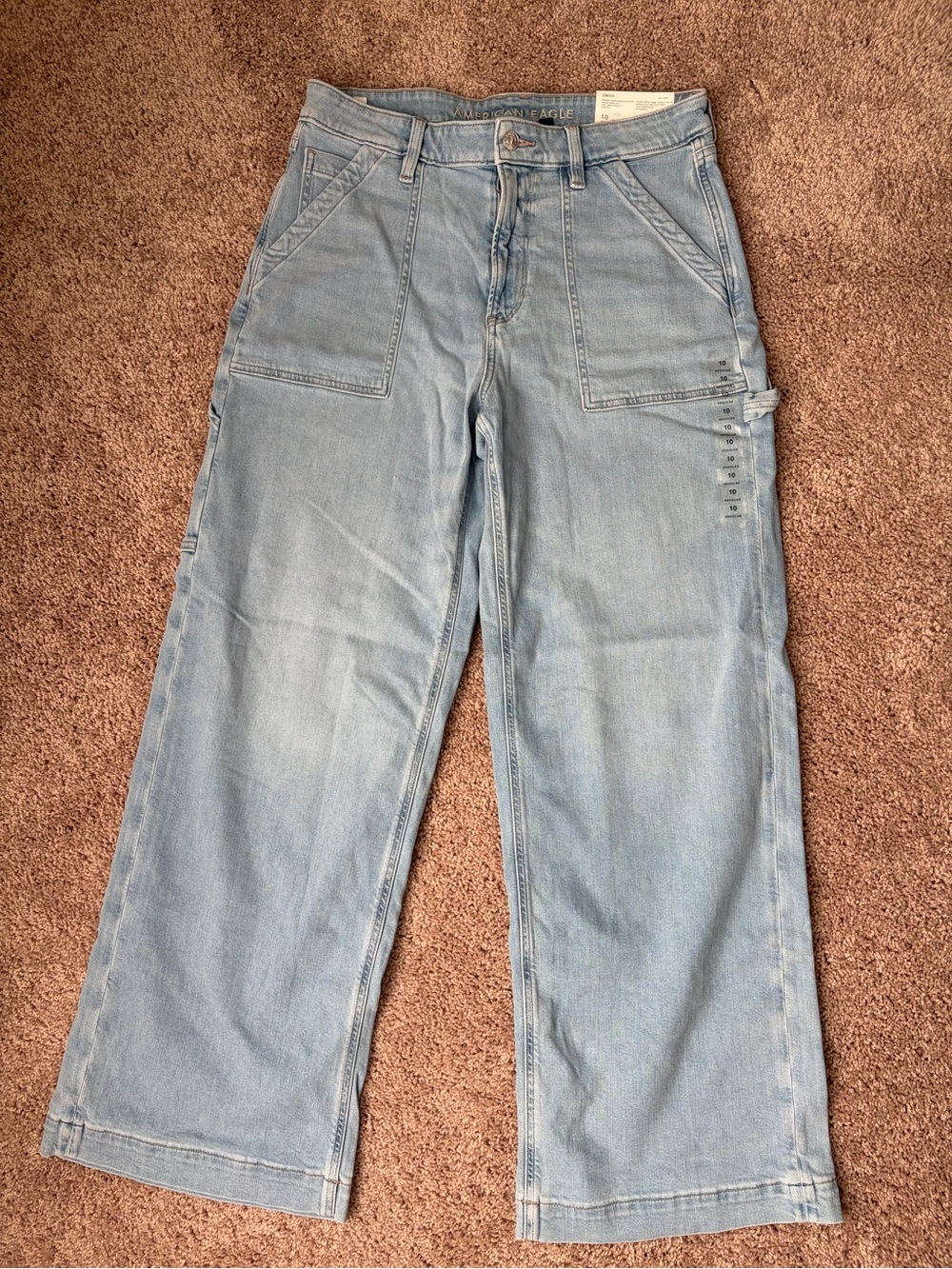 American Eagle Outfitters Light Blue Wide-Leg Carpenter Jeans
